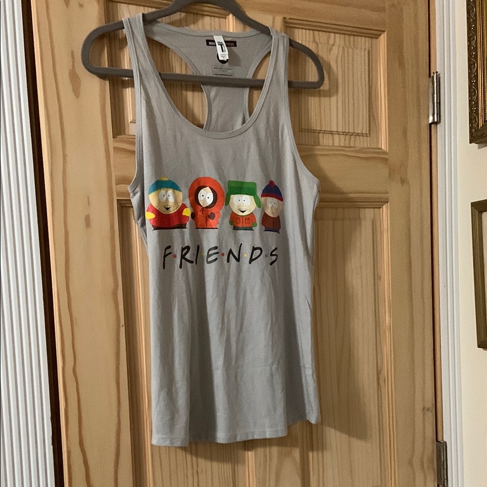 Gray Racerback Tank Top with Southpark Characters